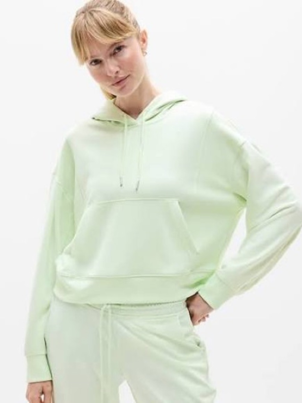NWT Athleta Seasoft Rib Hoodie in Honeydew